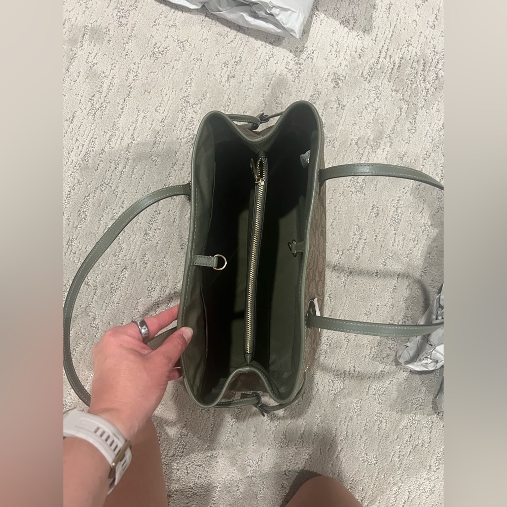 Coach Brown and Green Signature Tote Bag - Picture 6 of 7
